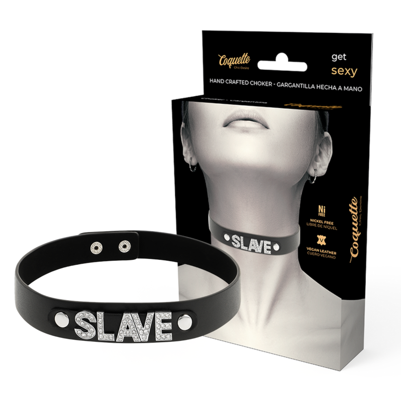 COQUETTE CHIC DESIRE - SLAVE VEGAN LEATHER CHOKER - Amore24