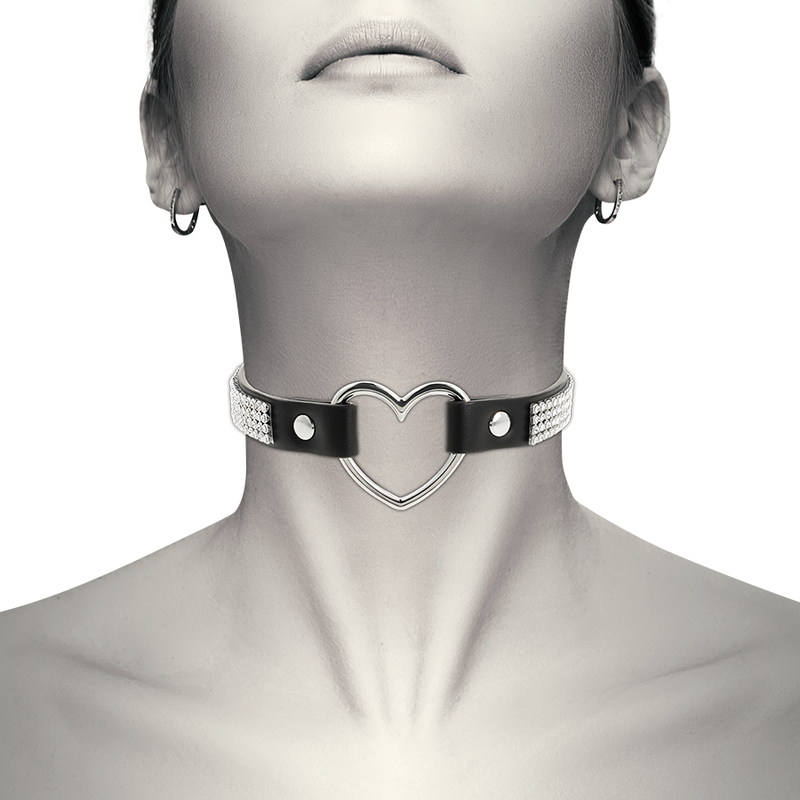 COQUETTE CHIC DESIRE - VEGAN LEATHER CHOKER WITH HEART - Amore24