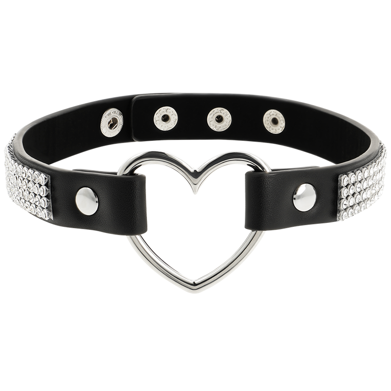 COQUETTE CHIC DESIRE - VEGAN LEATHER CHOKER WITH HEART - Amore24