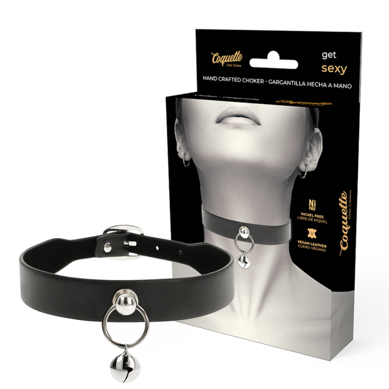 COQUETTE CHIC DESIRE - VEGAN LEATHER NECKLACE WOMAN ACCESSORY RATTLE/HOOP - Amore24