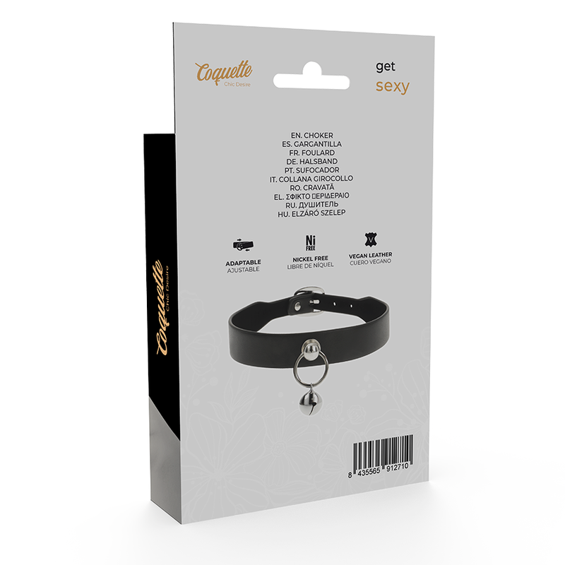 COQUETTE CHIC DESIRE - VEGAN LEATHER NECKLACE WOMAN ACCESSORY RATTLE/HOOP - Amore24