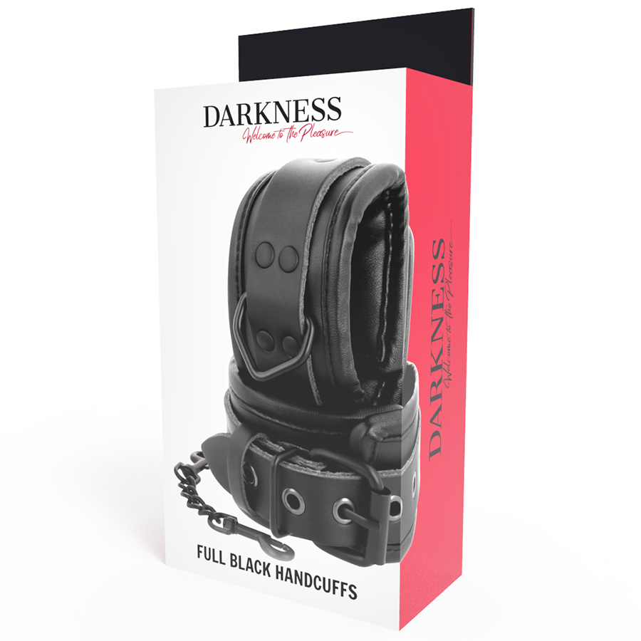 DARKNESS - ADJUSTABLE BLACK LEATHER HANDS HANDCUFFS - Amore24