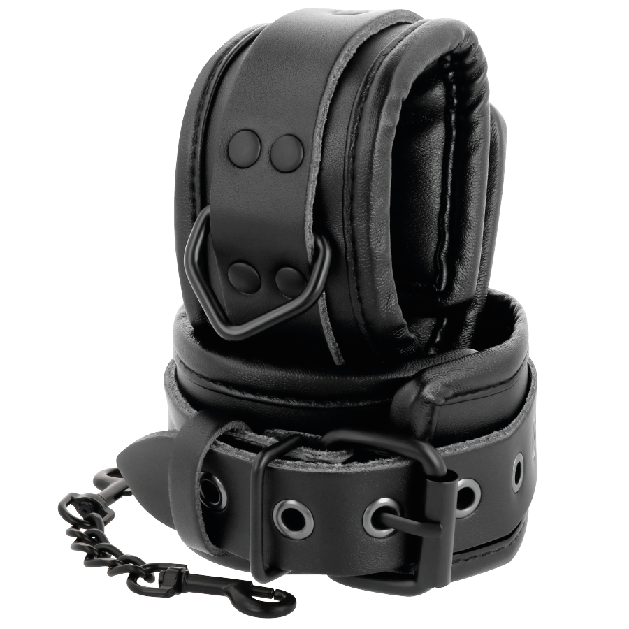 DARKNESS - ADJUSTABLE BLACK LEATHER HANDS HANDCUFFS - Amore24