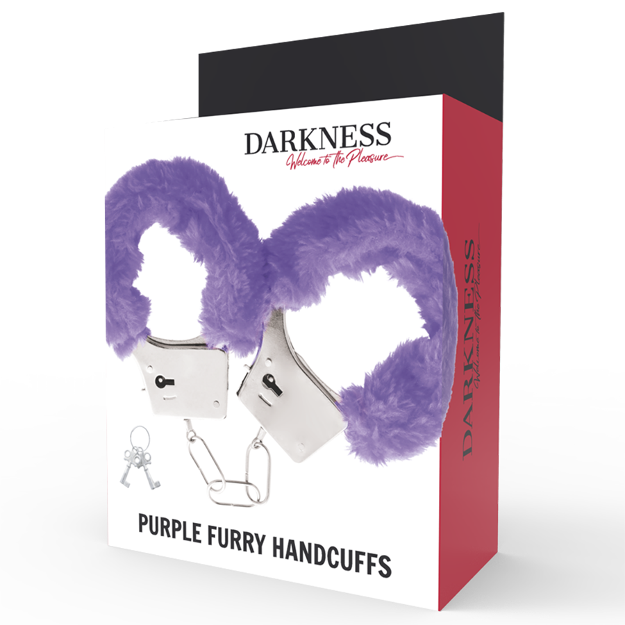 DARKNESS - LILAC LINED METAL HANDCUFFS - Amore24