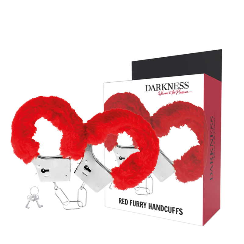 DARKNESS - RED LINED METAL HANDCUFFS - Amore24