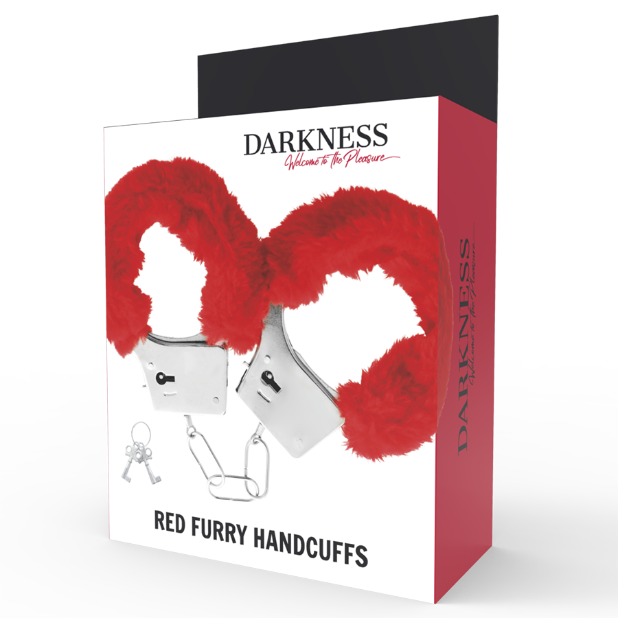 DARKNESS - RED LINED METAL HANDCUFFS - Amore24