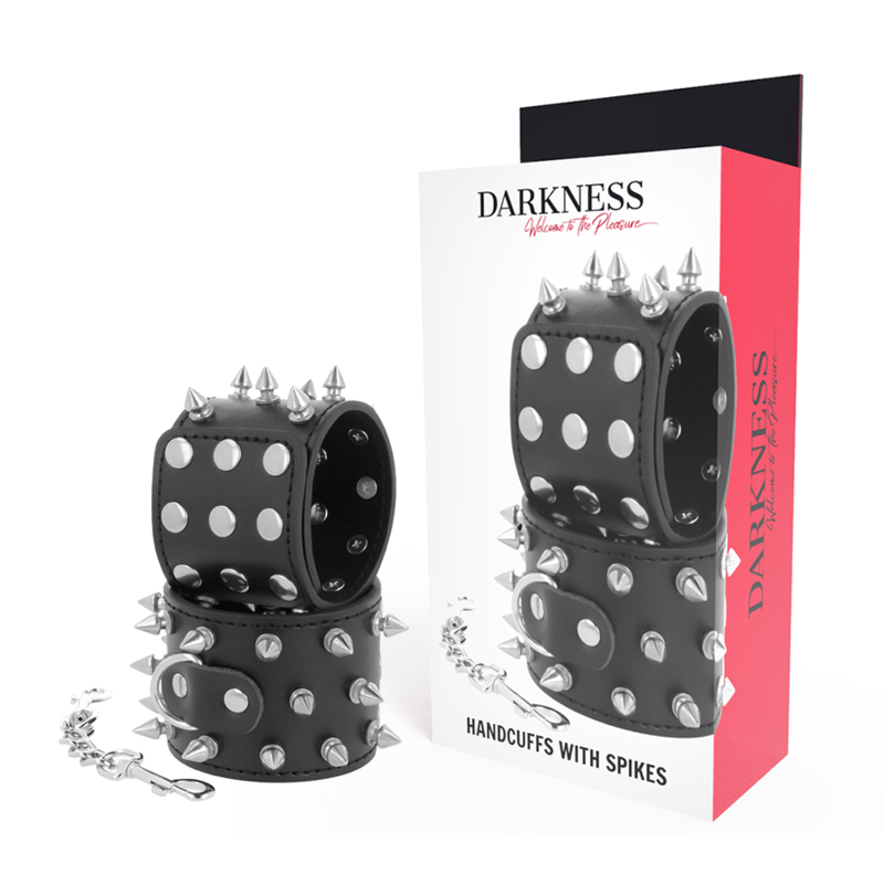 DARKNESS - SKULLS AND BONES BLACK SPIKED HANDCUFFS - Amore24