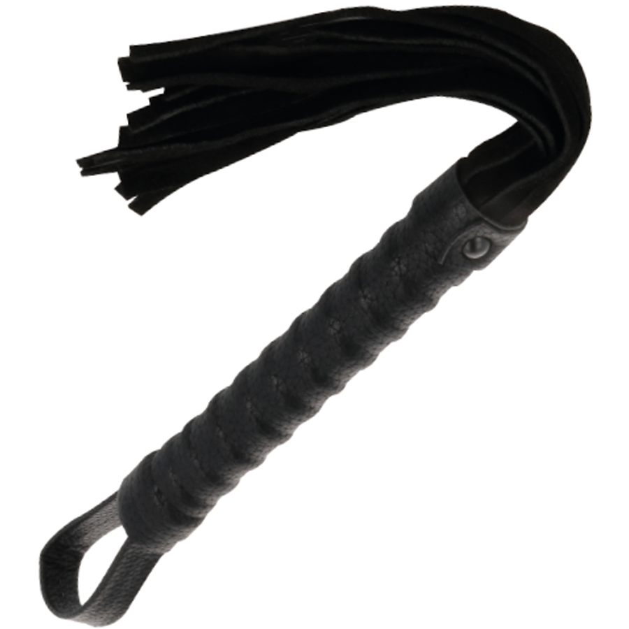 DARKNESS - BLACK BONDAGE WHIP WITH LEATHER HANDLE - Amore24