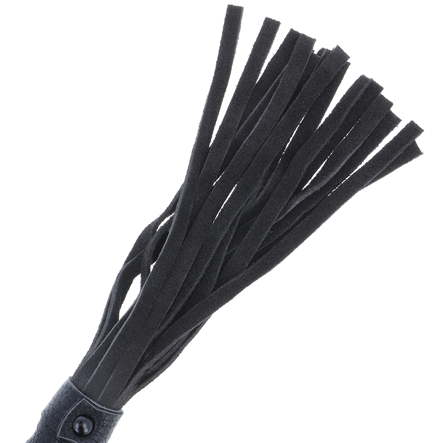 DARKNESS - BLACK BONDAGE WHIP WITH LEATHER HANDLE - Amore24
