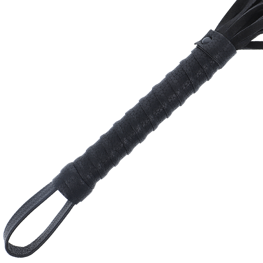 DARKNESS - BLACK BONDAGE WHIP WITH LEATHER HANDLE - Amore24