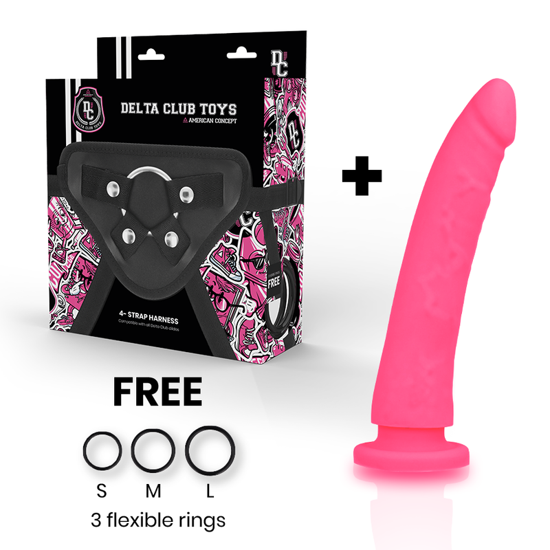 DELTA CLUB - TOYS HARNESS + DONG PINK SILICONE 17 CM -O- 3 CM - Amore24