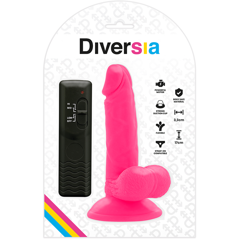 DIVERSIA - FLEXIBLE VIBRATING DILDO PINK 17 CM -O- 3.3 CM - Amore24