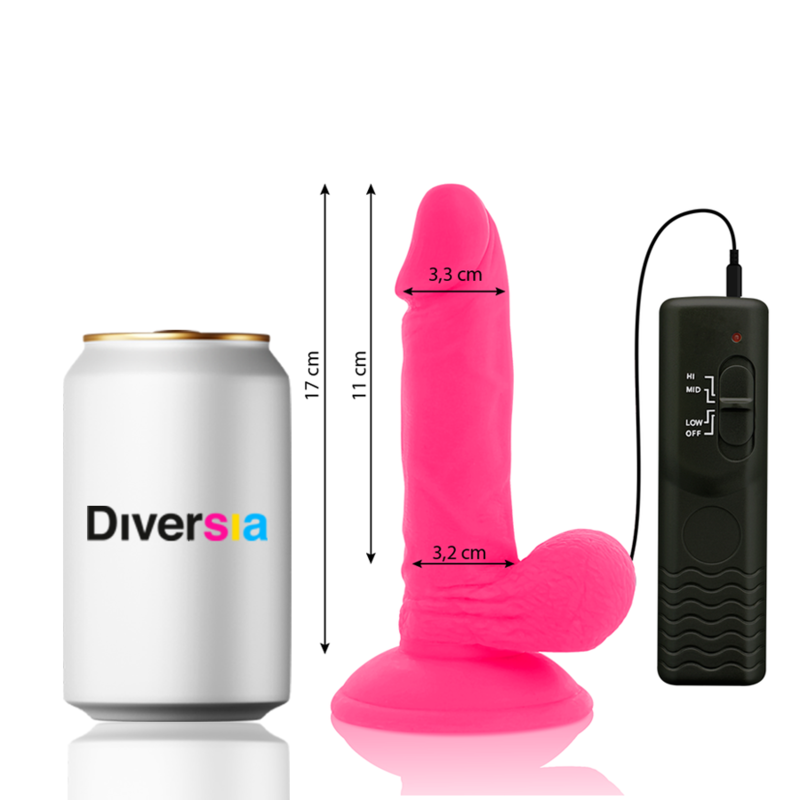 DIVERSIA - FLEXIBLE VIBRATING DILDO PINK 17 CM -O- 3.3 CM - Amore24