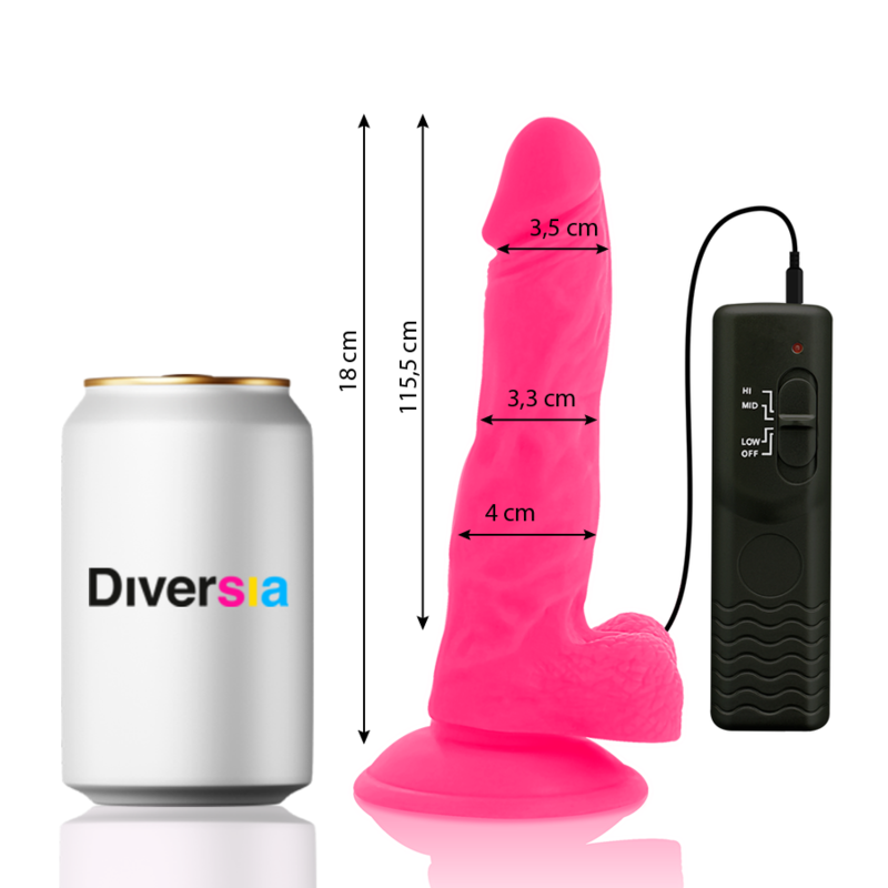 DIVERSIA - FLEXIBLE VIBRATING DILDO PINK 18 CM -O- 4 CM - Amore24