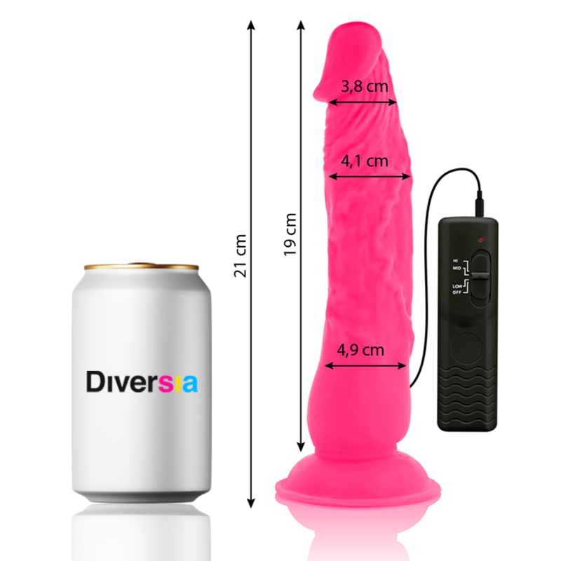 DIVERSIA - FLEXIBLE VIBRATING DILDO PINK 21 CM -O- 4.9 CM - Amore24
