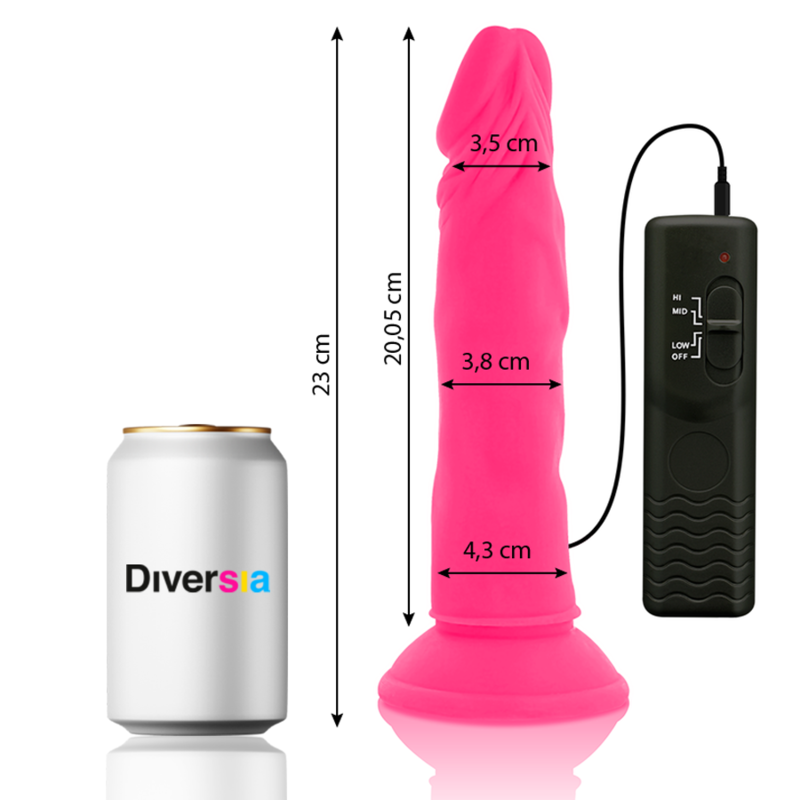 DIVERSIA - FLEXIBLE VIBRATING DILDO PINK 23 CM -O- 4.3 CM - Amore24