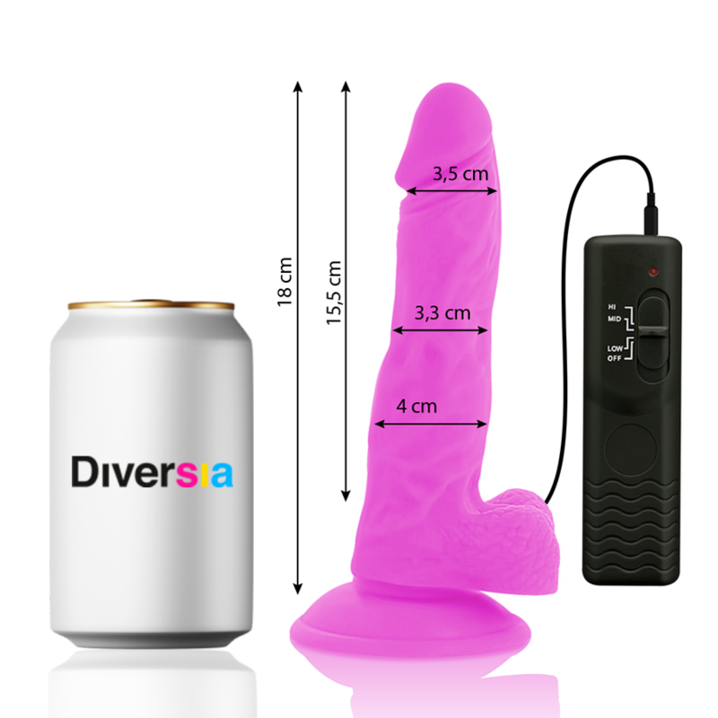 DIVERSIA - FLEXIBLE VIBRATING DILDO PURPLE 18 CM -O- 4 CM - Amore24