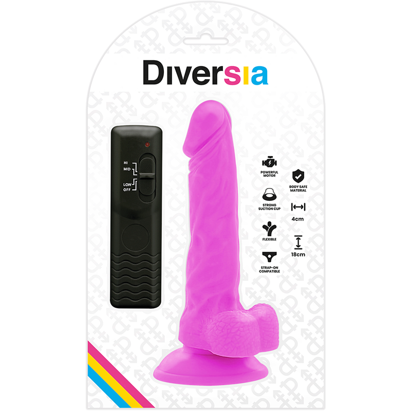 DIVERSIA - FLEXIBLE VIBRATING DILDO PURPLE 18 CM -O- 4 CM - Amore24