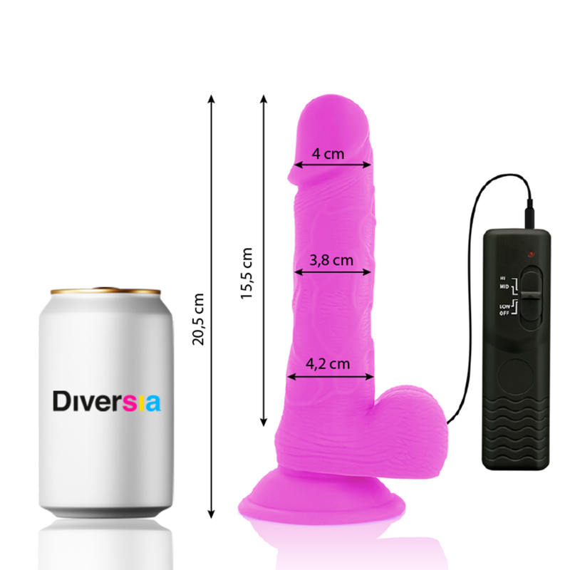 DIVERSIA - FLEXIBLE VIBRATING DILDO PURPLE 20.5 CM -O- 4.2 CM - Amore24