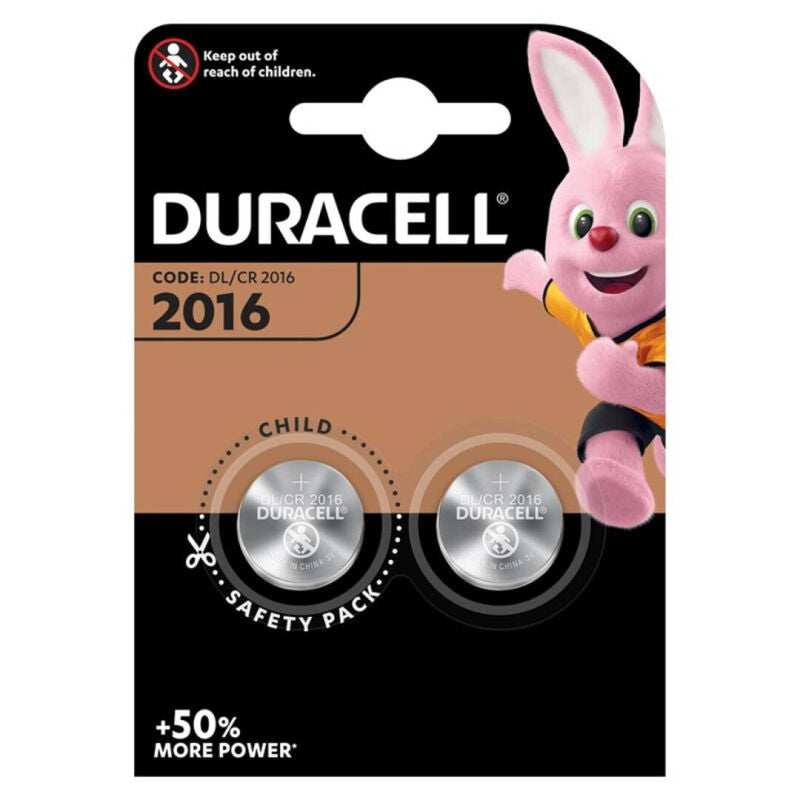 DURACELL - BUTTON BATTERY LITIO CR2016 3V 2 UNIT - Amore24