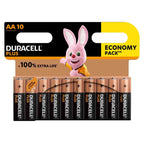 DURACELL - PLUS POWER 100 ALKALINE BATTERY AA LR6 10 UNIT - Amore24