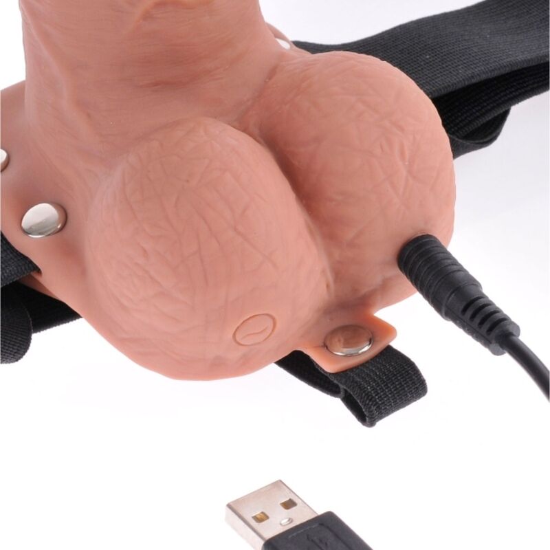 FETISH FANTASY SERIES - ADJUSTABLE HARNESS REALISTIC PENIS WITH BALLS RECHARGEABLE AND VIBRATOR 17.8 CM - Amore24