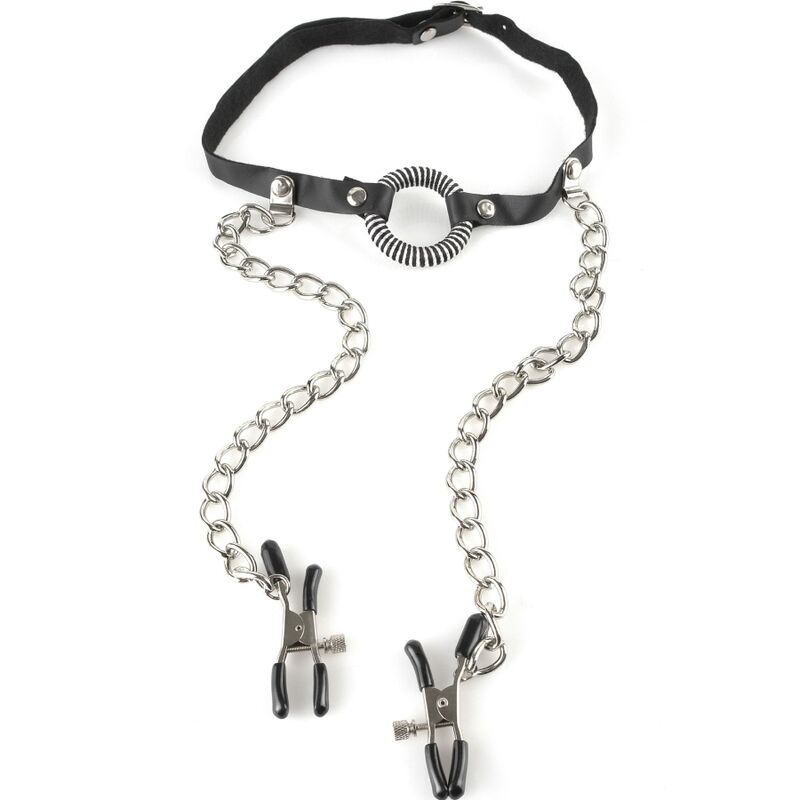 FETISH FANTASY SERIES - GAG WITH NIPPLE CLAMPS - Amore24