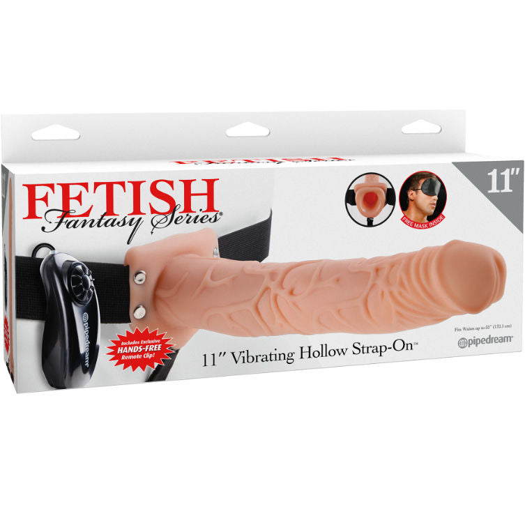FETISH FANTASY SERIES - SERIES 11 HOLLOW STRAP-ON VIBRATING WITH BALLS 27.9CM FLESH - Amore24