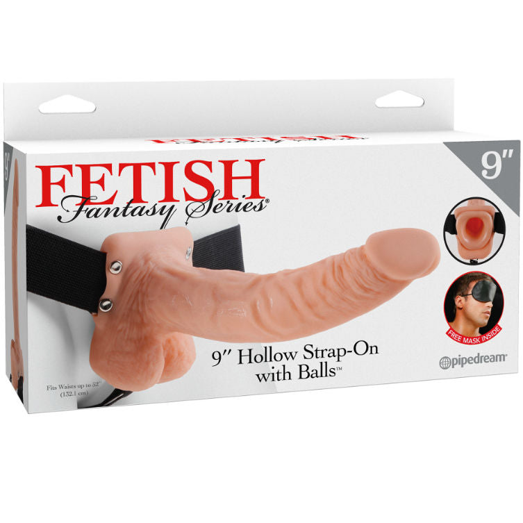 FETISH FANTASY SERIES - SERIES 9 HOLLOW STRAP-ON WITH BALLS 22.9CM FLESH - Amore24