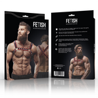 FETISH SUBMISSIVE ATTITUDE - MENS ECO-LEATHER CHEST BULLDOG HARNESS BLACK/RED - Amore24