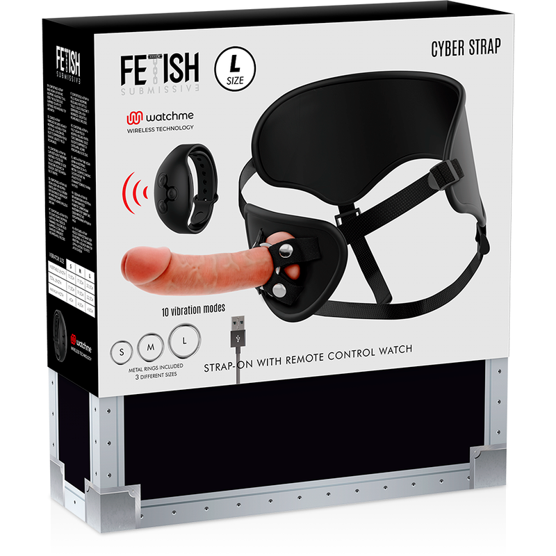 FETISH SUBMISSIVE CYBER STRAP - HARNESS WITH REMOTE CONTROL DILDO WATCHME L TECHNOLOGY - Amore24