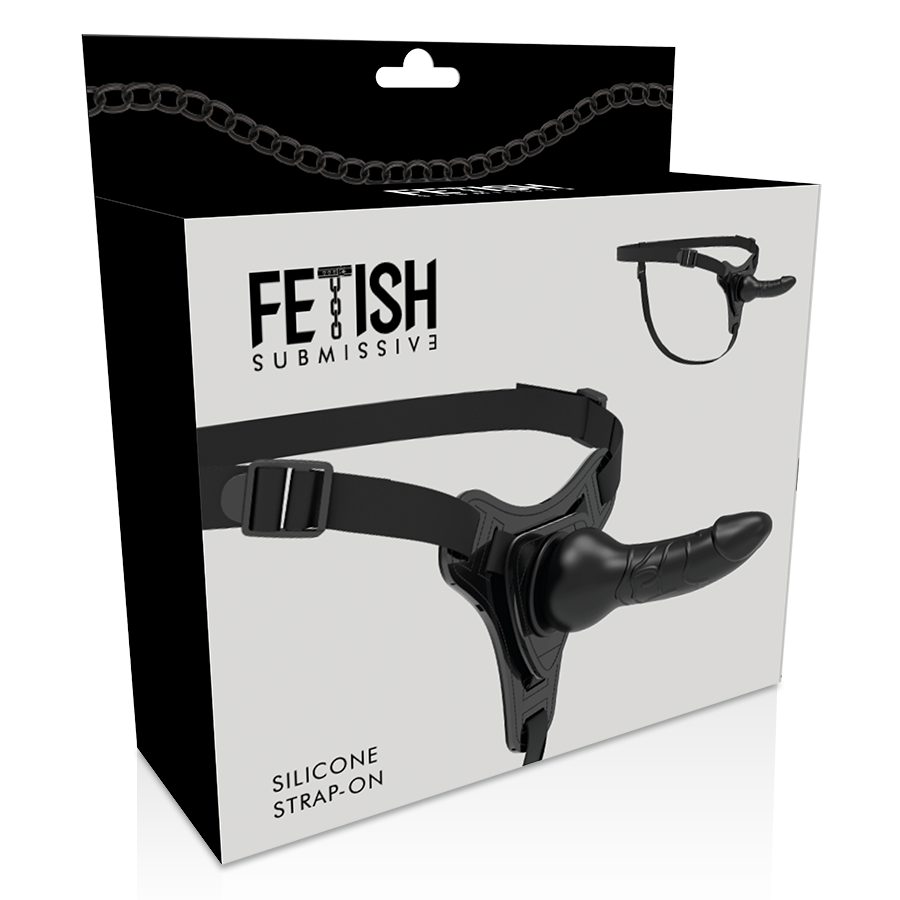 FETISH SUBMISSIVE HARNESS - BLACK SILICONE REALISTIC 16 CM - Amore24