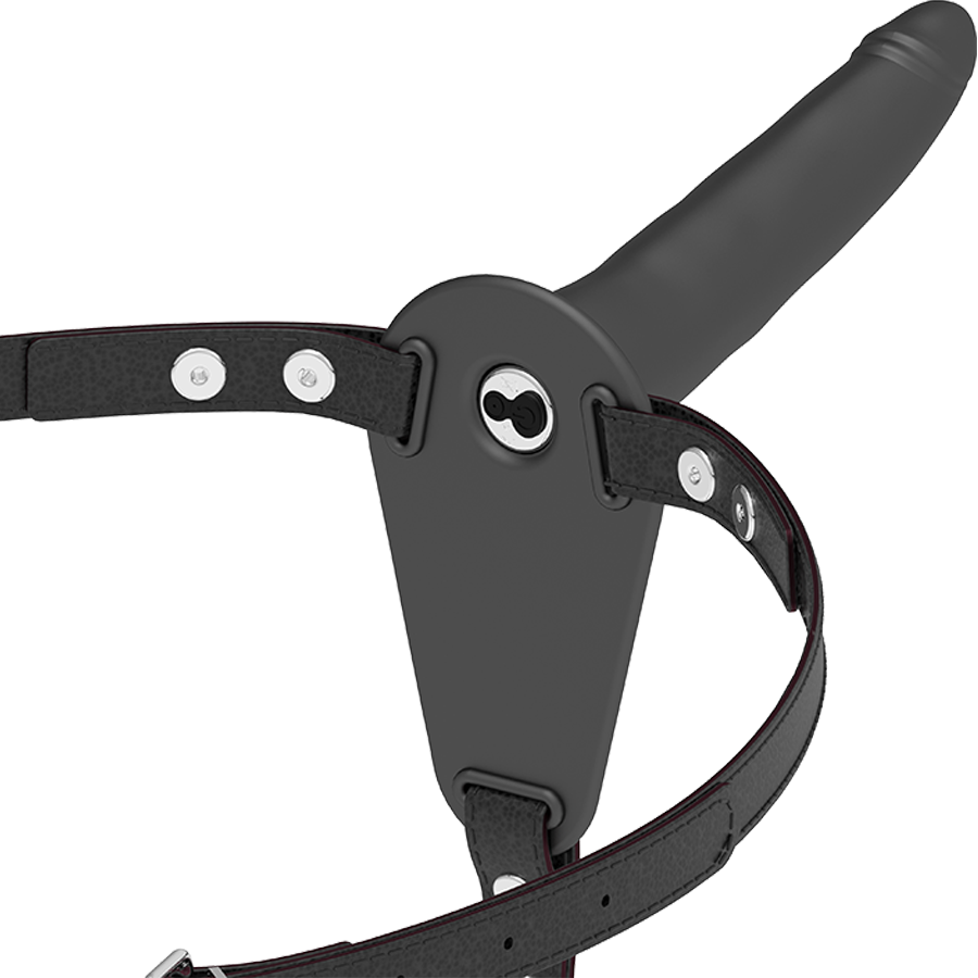 FETISH SUBMISSIVE HARNESS - BLACK SILICONE VIBRATOR 15 CM - Amore24
