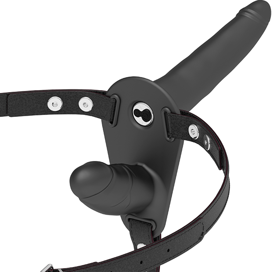 FETISH SUBMISSIVE HARNESS - DOUBLE PENETRATION BLACK VIBRATOR - Amore24