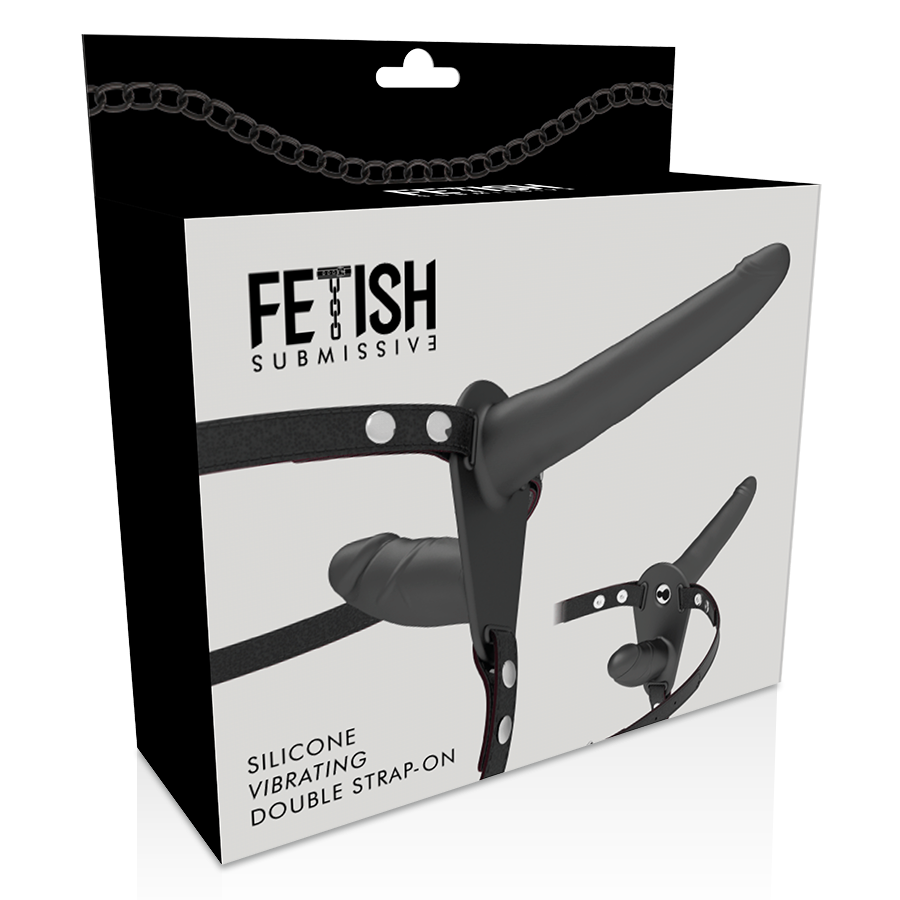 FETISH SUBMISSIVE HARNESS - DOUBLE PENETRATION BLACK VIBRATOR - Amore24