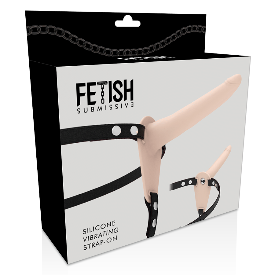 FETISH SUBMISSIVE HARNESS - FLESH SILICONE VIBRATOR 15 CM - Amore24