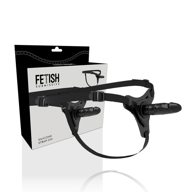FETISH SUBMISSIVE HARNESS - REALISTIC BLACK SILICONE 15 CM - Amore24