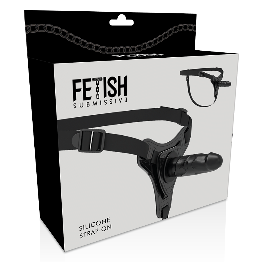 FETISH SUBMISSIVE HARNESS - REALISTIC BLACK SILICONE 15 CM - Amore24