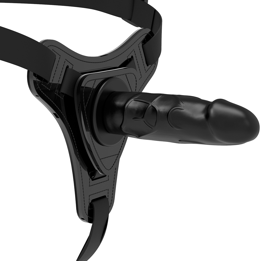 FETISH SUBMISSIVE HARNESS - REALISTIC BLACK SILICONE 15 CM - Amore24