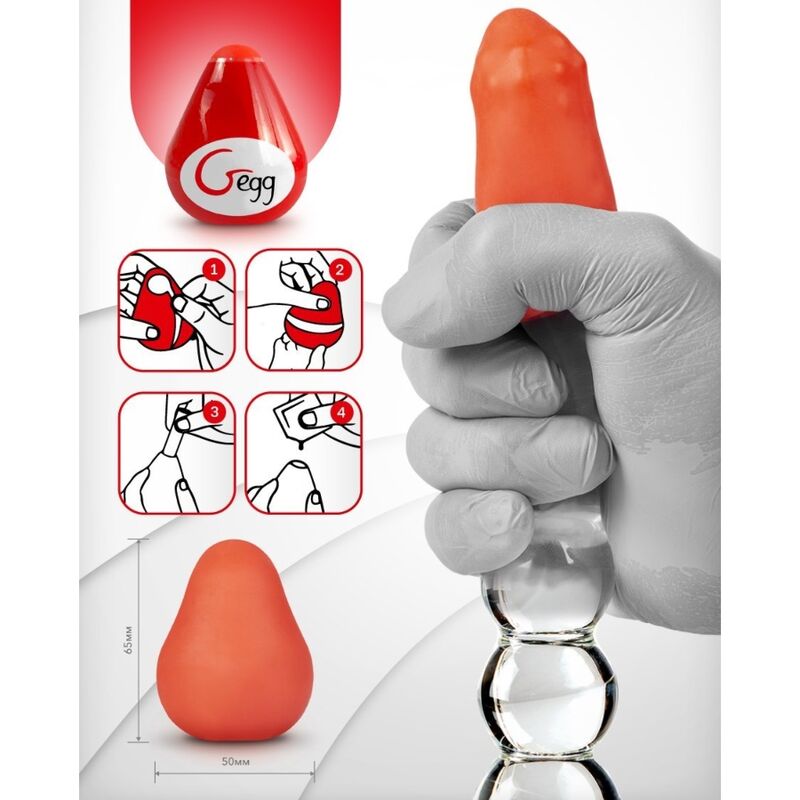 G-VIBE - REUSABLE TEXTURED MASTURBATOR EGG RED - Amore24