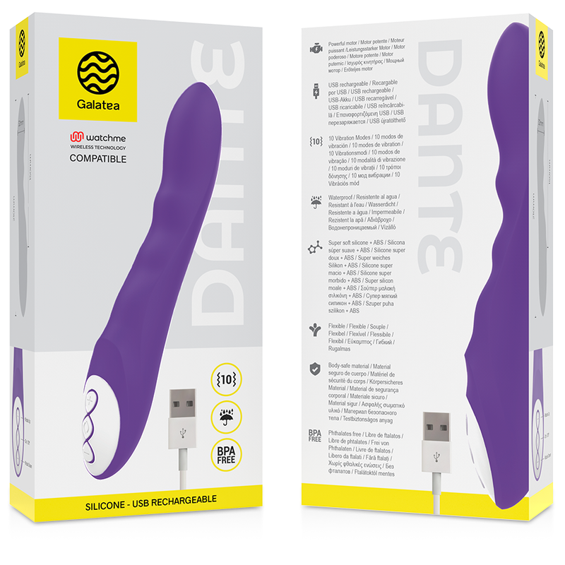 GALATEA - DANTE LILAC VIBRATOR COMPATIBLE WITH WATCHME WIRELESS TECHNOLOGY - Amore24