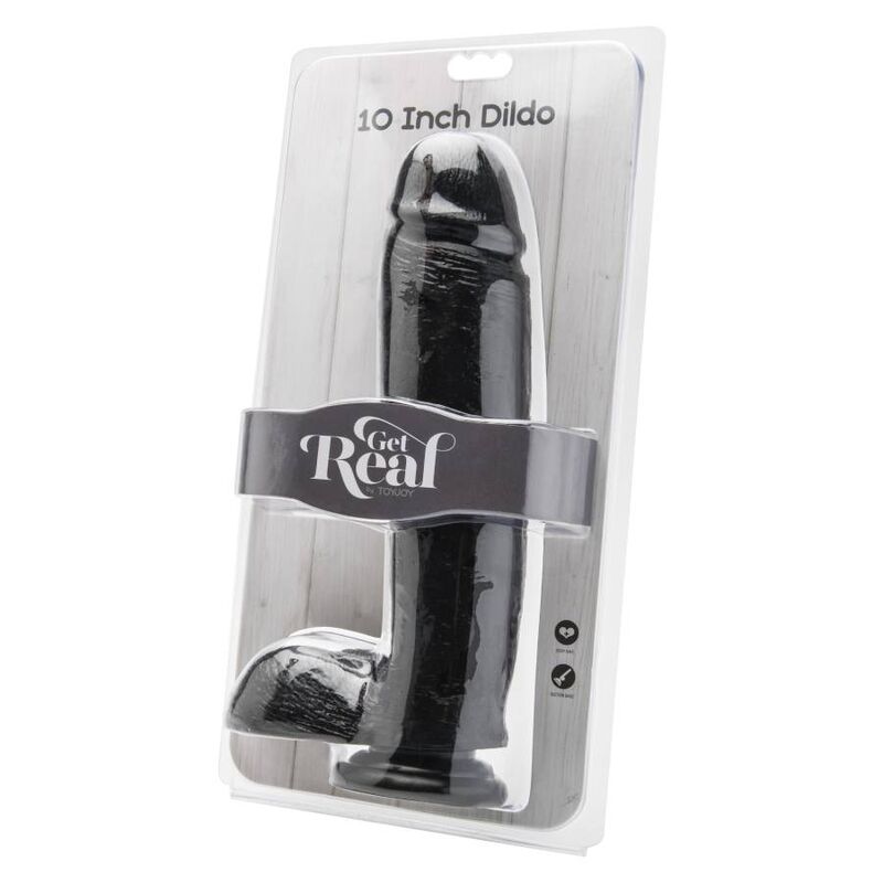 GET REAL - DILDO 25,5 CM WITH BALLS BLACK - Amore24