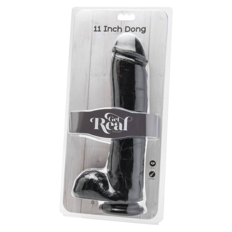 GET REAL - DILDO 28 CM WITH BALLS BLACK - Amore24