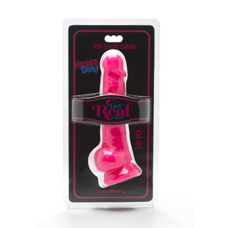 GET REAL - HAPPY DICKS 19 CM WITH BALLS PINK - Amore24