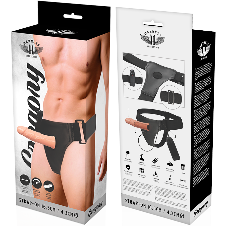 HARNESS ATTRACTION - GREGORY HOLLOW RNES WITH VIBRATOR 16.5 CM -O- 4.3 CM - Amore24