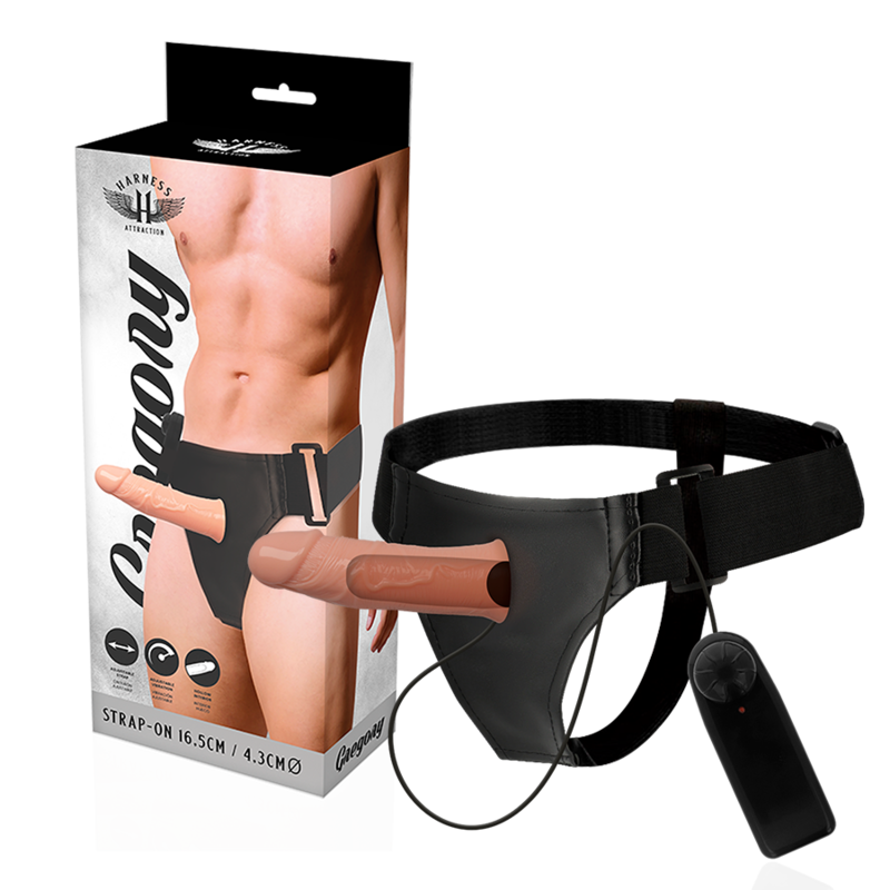 HARNESS ATTRACTION - GREGORY HOLLOW RNES WITH VIBRATOR 16.5 CM -O- 4.3 CM - Amore24