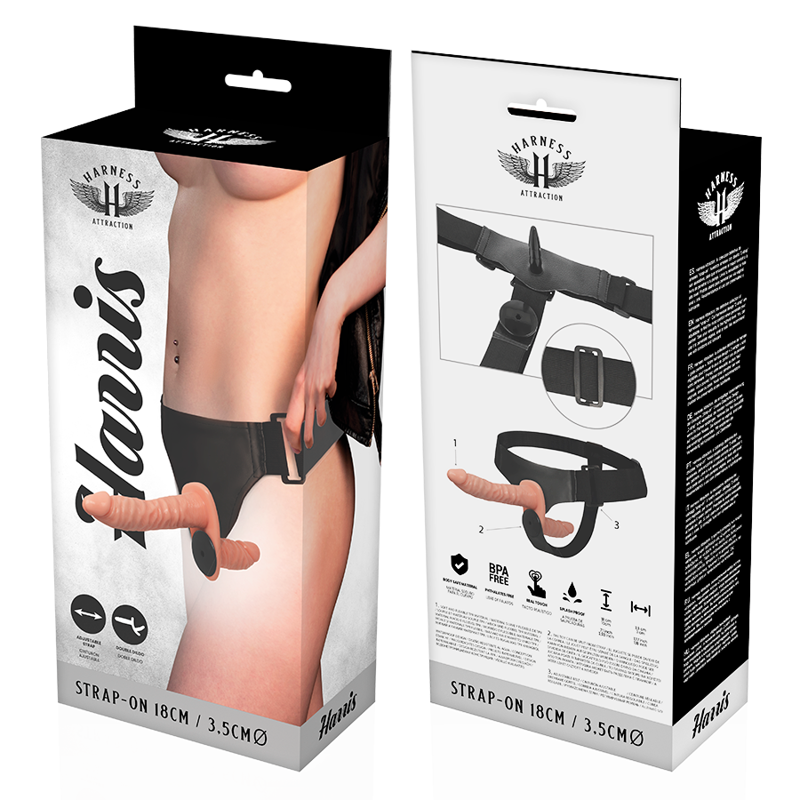 HARNESS ATTRACTION - HARRIS DOUBLE PENETRACI N WITH VIBRATION 18 CM -O- 3.5 CM - Amore24