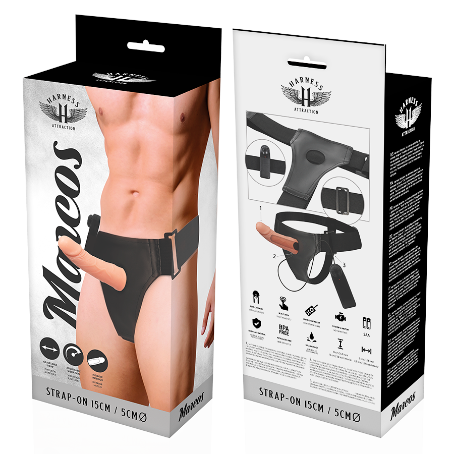 HARNESS ATTRACTION - RNES HOLLOW FRAMES WITH VIBRATOR 15 CM -O- 5 CM - Amore24