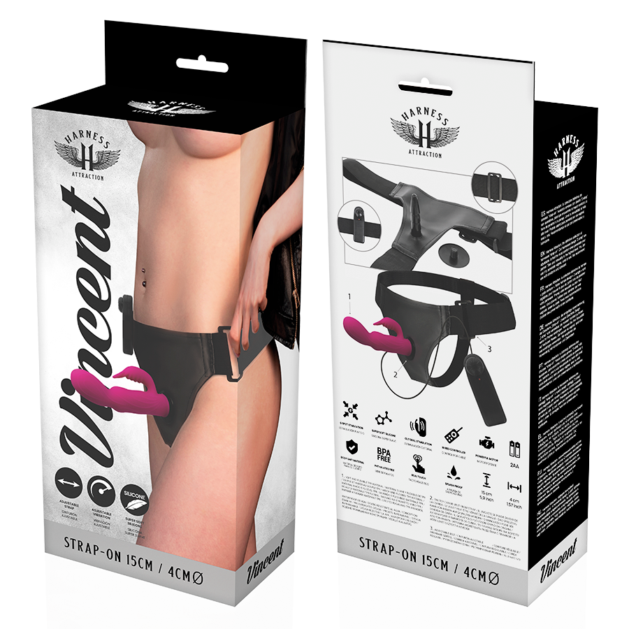 HARNESS ATTRACTION - RNES VIBRATOR RABBIT VINCENT 15 CM -O- 4 CM - Amore24