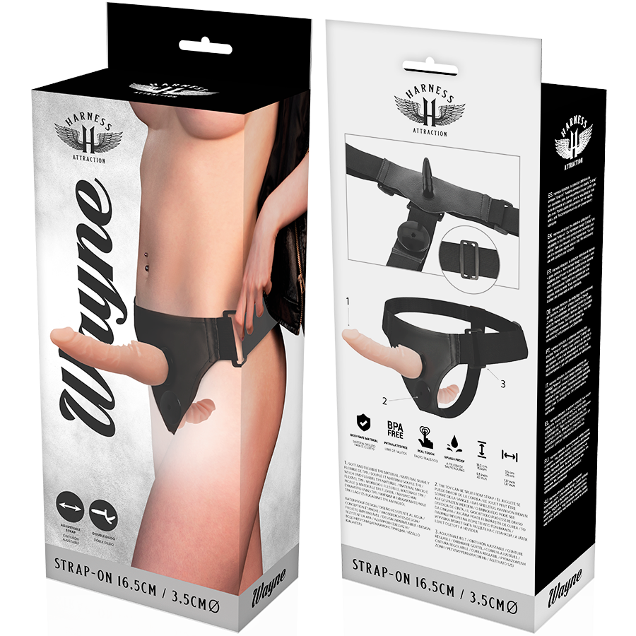HARNESS ATTRACTION - WAYNE DOUBLE PENETRACI N 16.5 CM -O- 3.5 CM - Amore24